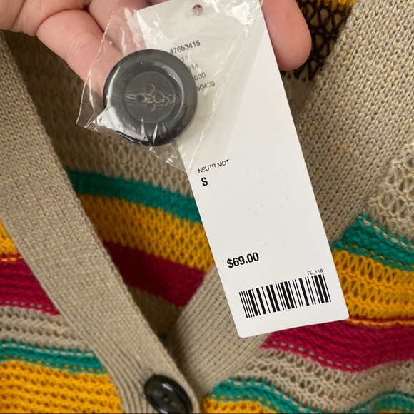 💜 NWT Urban Outfitters Stripped Cardigan - Picture 4 of 5